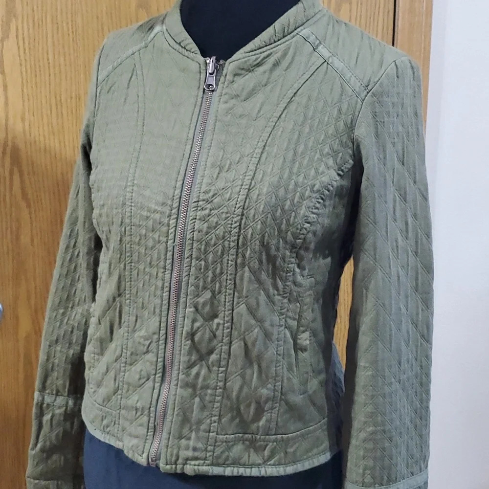 Hei hei green quilted utility textured cotton jacket